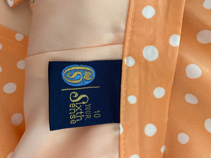 Peach polka dot 2 piece top & skirt suit UK 8
