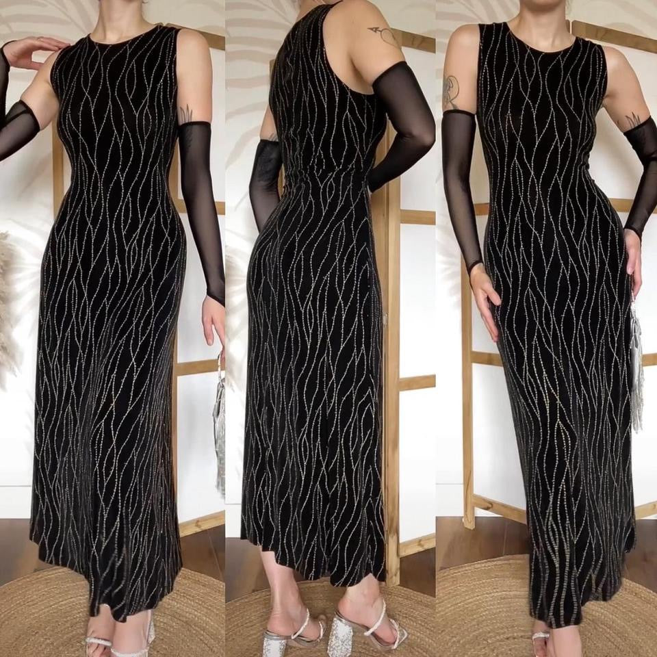 Ronni Nicole black stretchy maxi dress uk 10/12