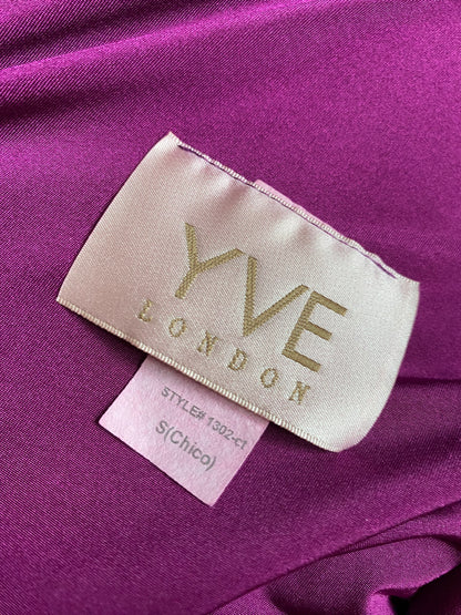 Yve London low cut purple stretch evening gown UK 10