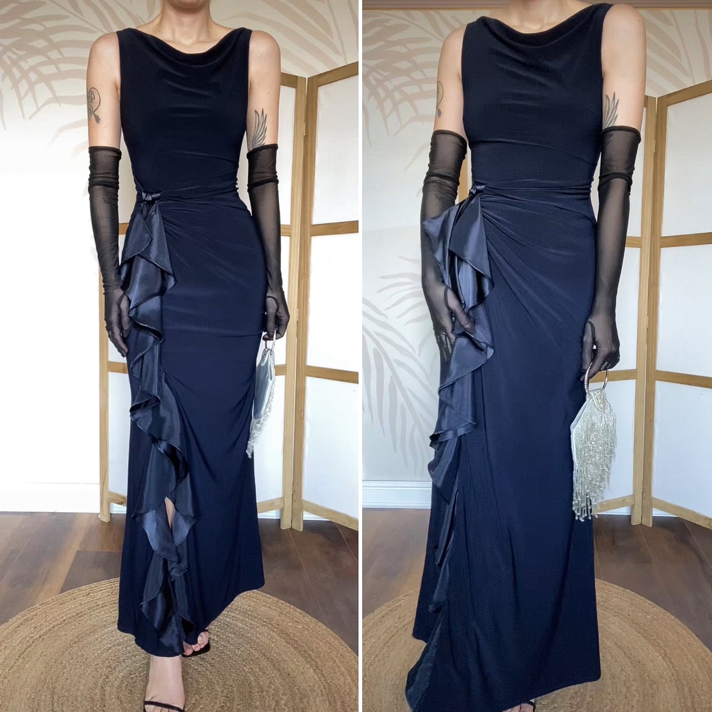 Betsy & Adam navy stretch evening dress UK 10-12