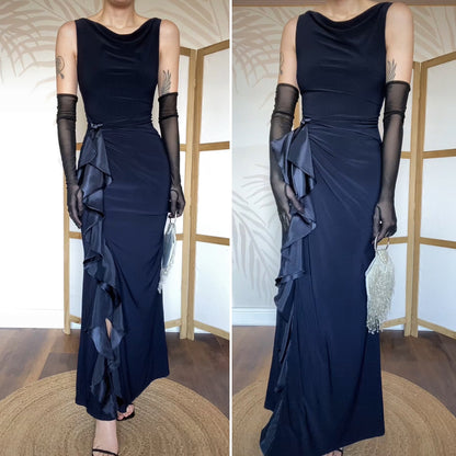 Betsy & Adam navy stretch evening dress UK 10-12