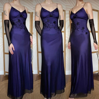 Purple stretch beaded evening dress uk 12-14