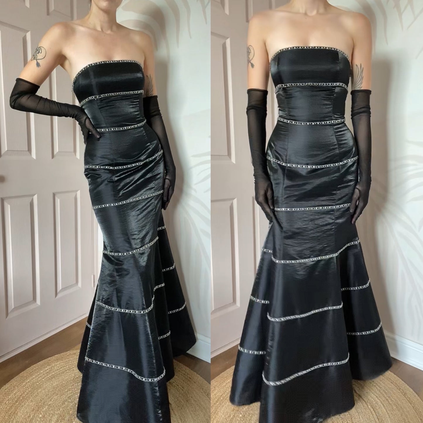 Yve London black strapless fishtail gown UK 10