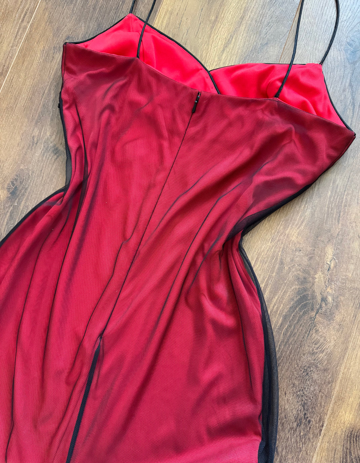Red stretch beaded evening dress uk 14