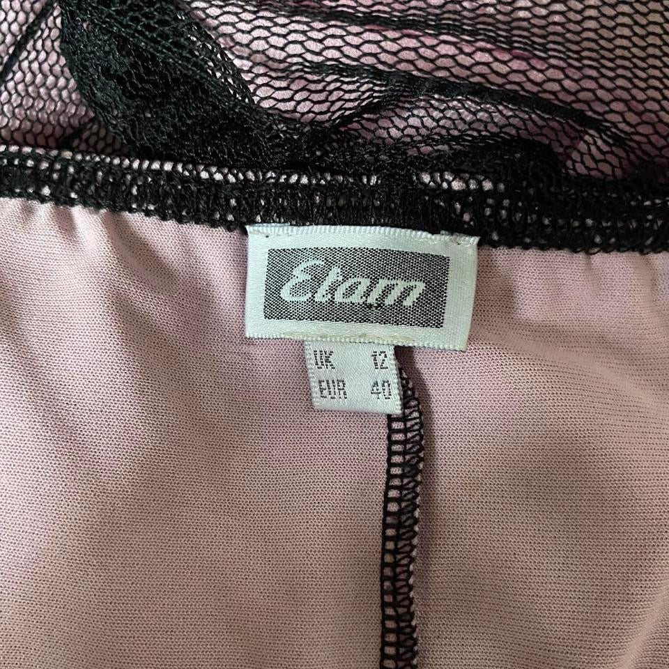 Etam pink & black lace stretch dress UK 12