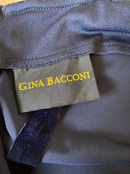 Vintage Gina Bacconi Blue Velvet evening Gown UK 14