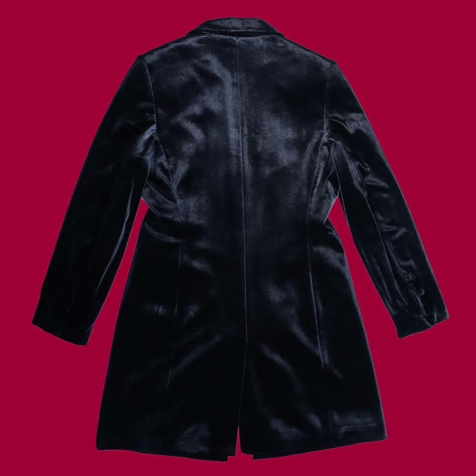 Black velvet long line jacket UK M