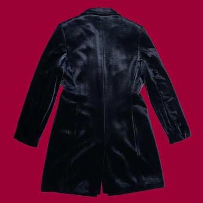 Black velvet long line jacket UK M