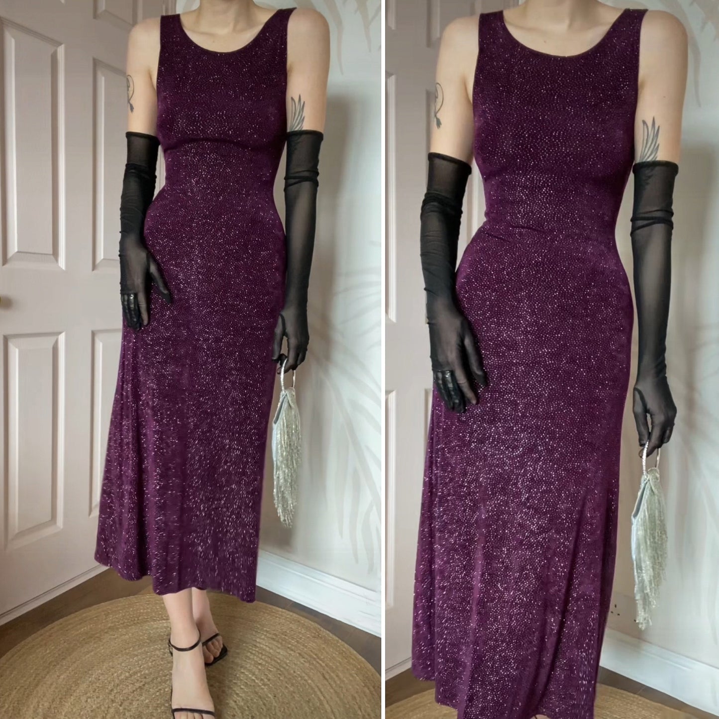 Bay trading purple glittery stretch evening dress UK 12 & 14 available