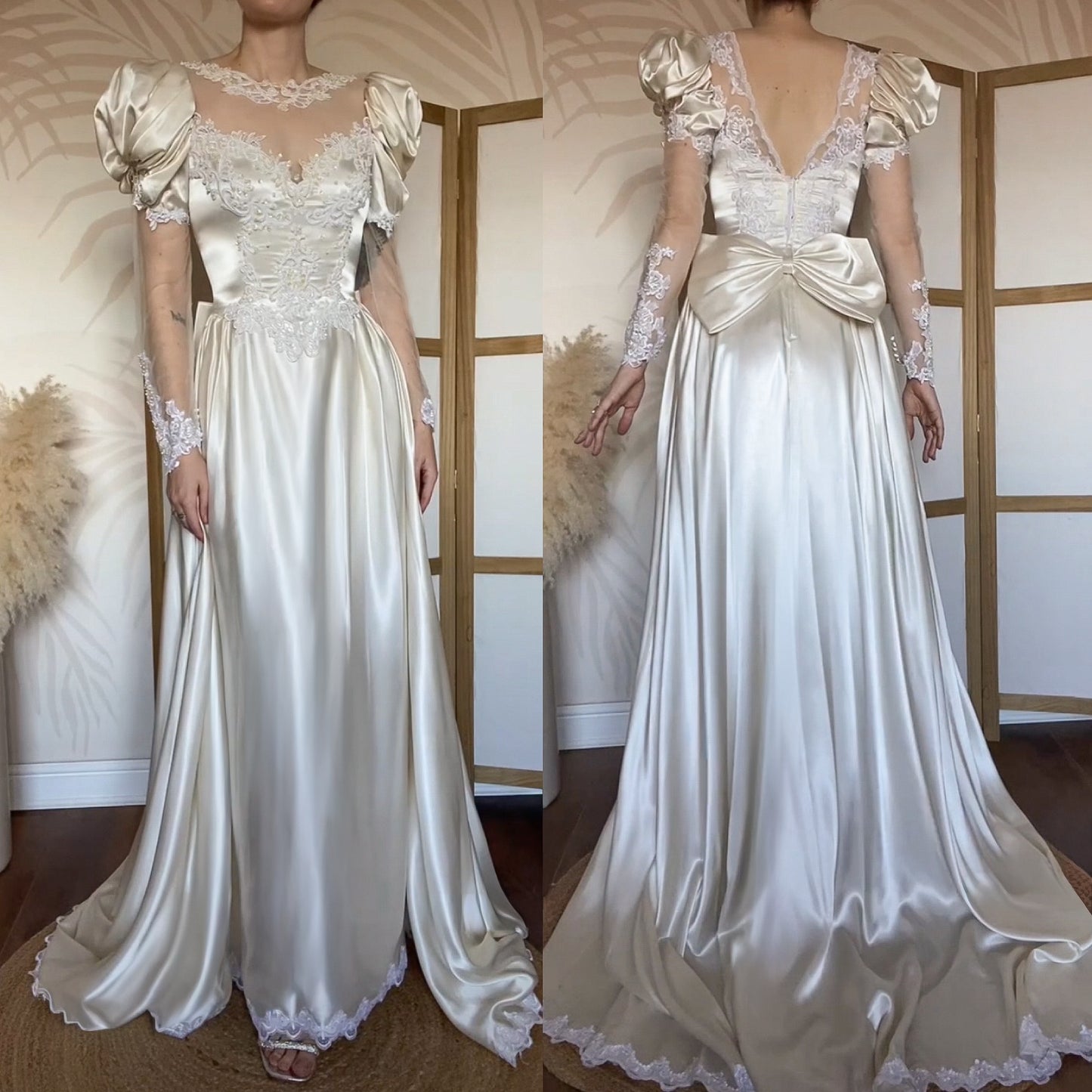 Gianni Balenti ivory satin 80s wedding dress uk 10