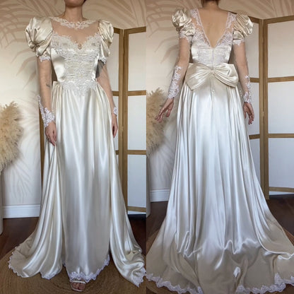 Gianni Balenti ivory satin 80s wedding dress uk 10