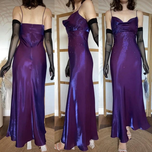 Purple Nightway shimmery beaded prom dress uk 10