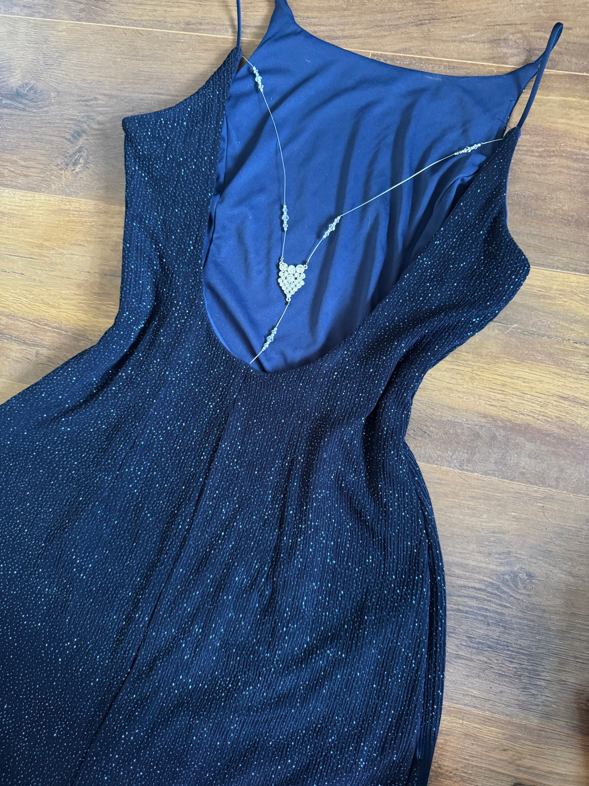 Navy stretch glittery evening dress uk 14
