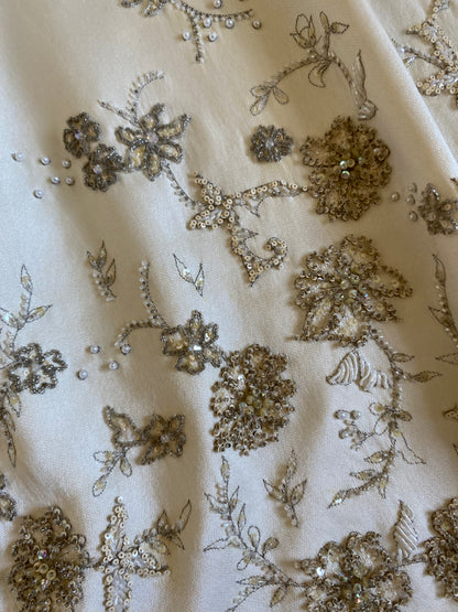 100% silk Carol Li Couture ivory low back wedding dress uk 10