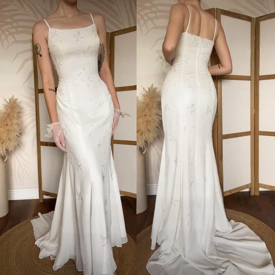 White beaded Berkertex Bride vintage wedding dress uk 12