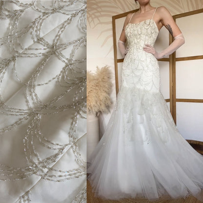 Veromia Couture ivory fishtail beaded wedding dress uk 12