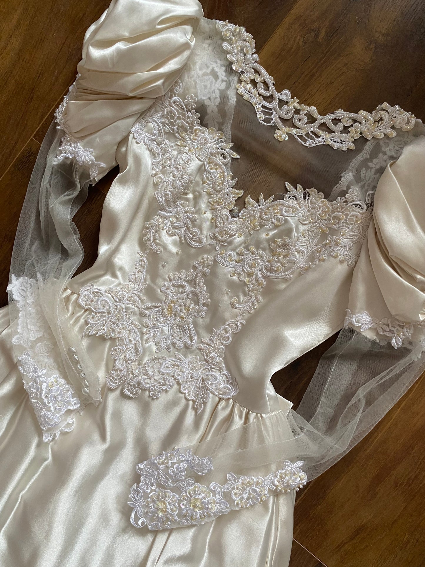 Gianni Balenti ivory satin 80s wedding dress uk 10