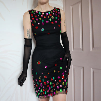 Black After Six stretch gem evening dress UK 14