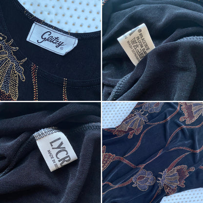 Black stretch butteryfly print y2k maxi dress UK 10/12