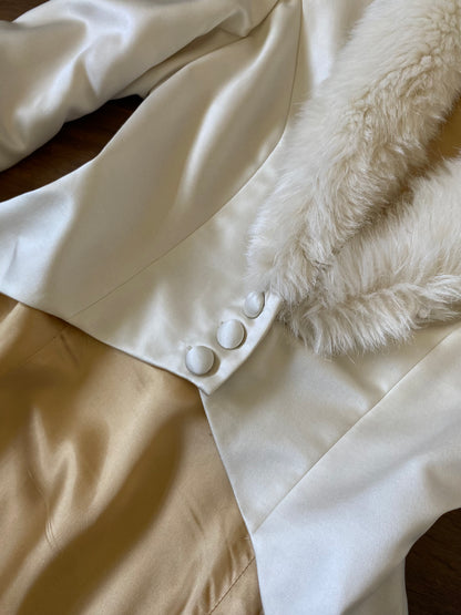 Ellis ivory 2-piece wedding dress & coat set uk 12