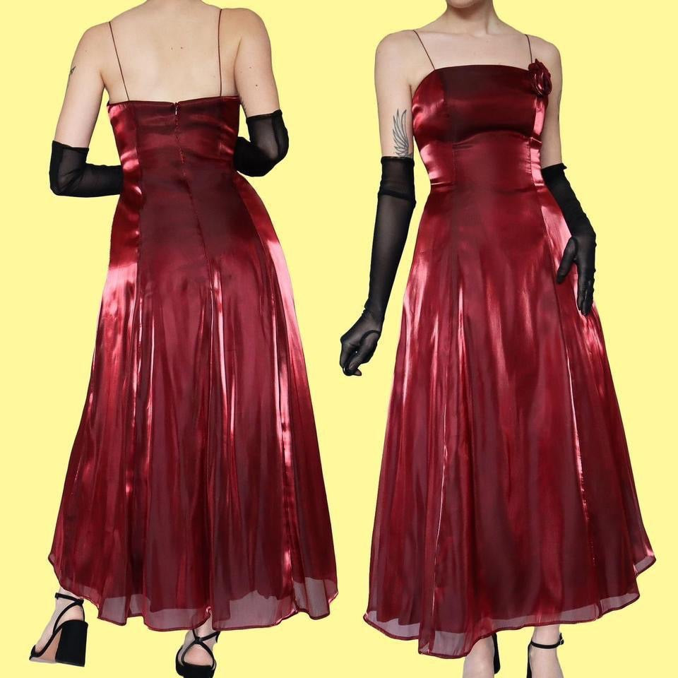Shimmery red a-line evening dress UK 8 & UK 10