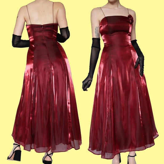 Shimmery red a-line evening dress UK 8 & UK 10