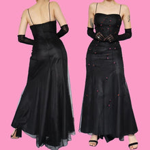 Load image into Gallery viewer, Black beaded Morgan &amp; Co gown UK 8-10
