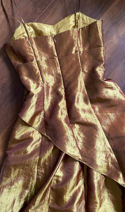 Golden petite taffeta beaded prom dress uk 12