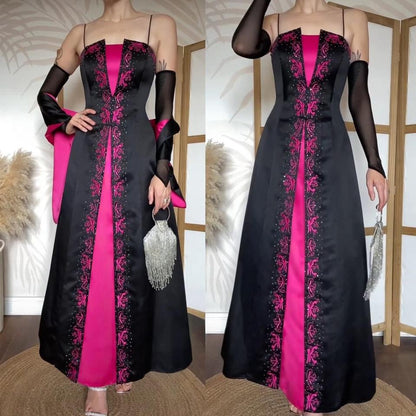 Niki Livas black & pink a-line prom dress uk 12