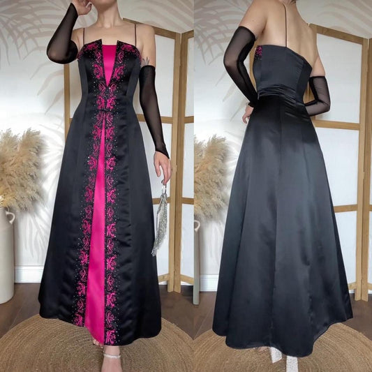 Niki Livas black & pink a-line prom dress uk 12