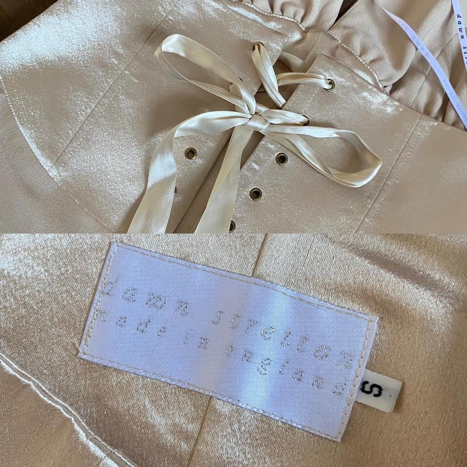 Designer Dawn Stretton 90s cream halter neck dress UK 10