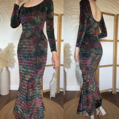 Colourful velvet long sleeve bodycon dress uk S/8-10