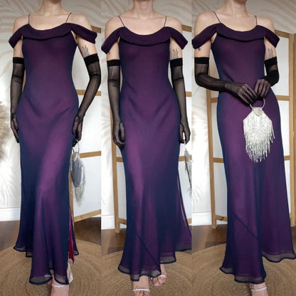 Purple cold shoulder slip dress uk 12