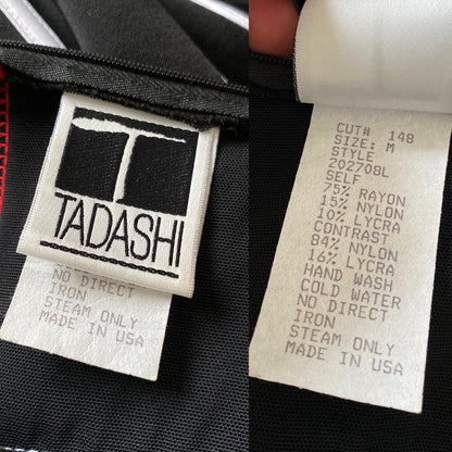 Tadashi black/white & red sheer panel dress UK 12