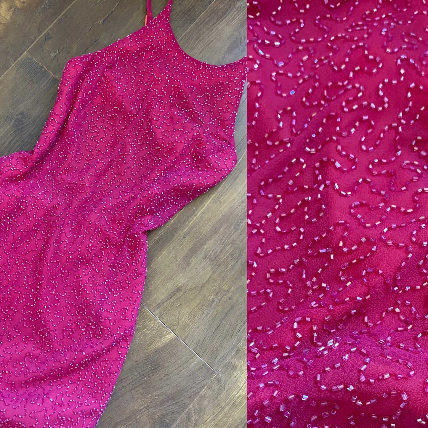 Marina fuchsia pink beaded evening dress uk 8