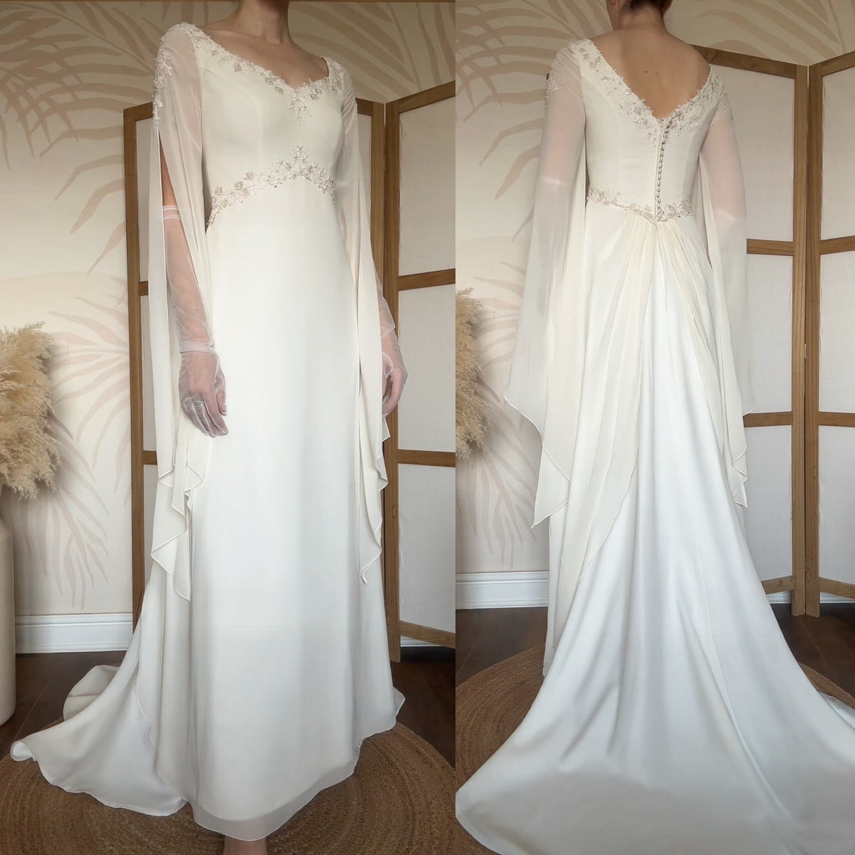 Ivory long sleeve ethereal wedding dress uk 10-12