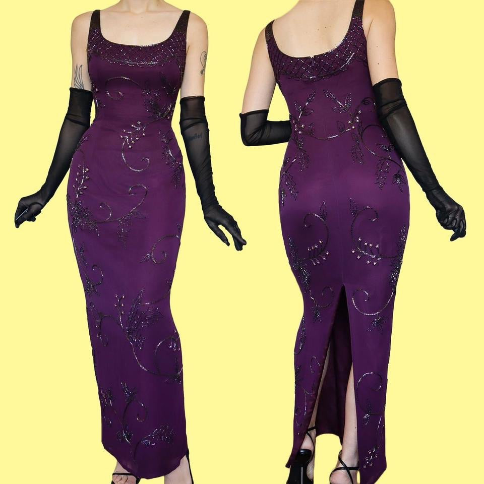 YVE London 100% silk beaded dress UK 12