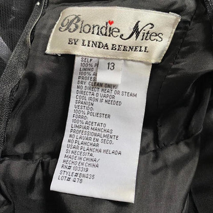 Black layered tulle ribbon evening gown UK 12/14