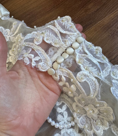 Vintage ivory satin 80s wedding dress uk 8