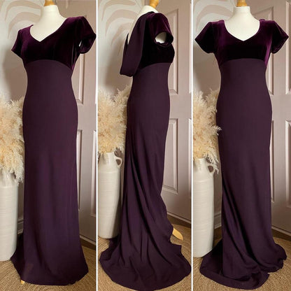 Niki Livas Petite purple short sleeve evening dress uk 10