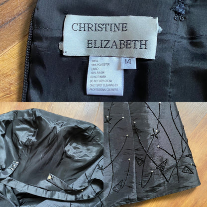 Christine Elizabeth black strapless a-line prom dress UK 14