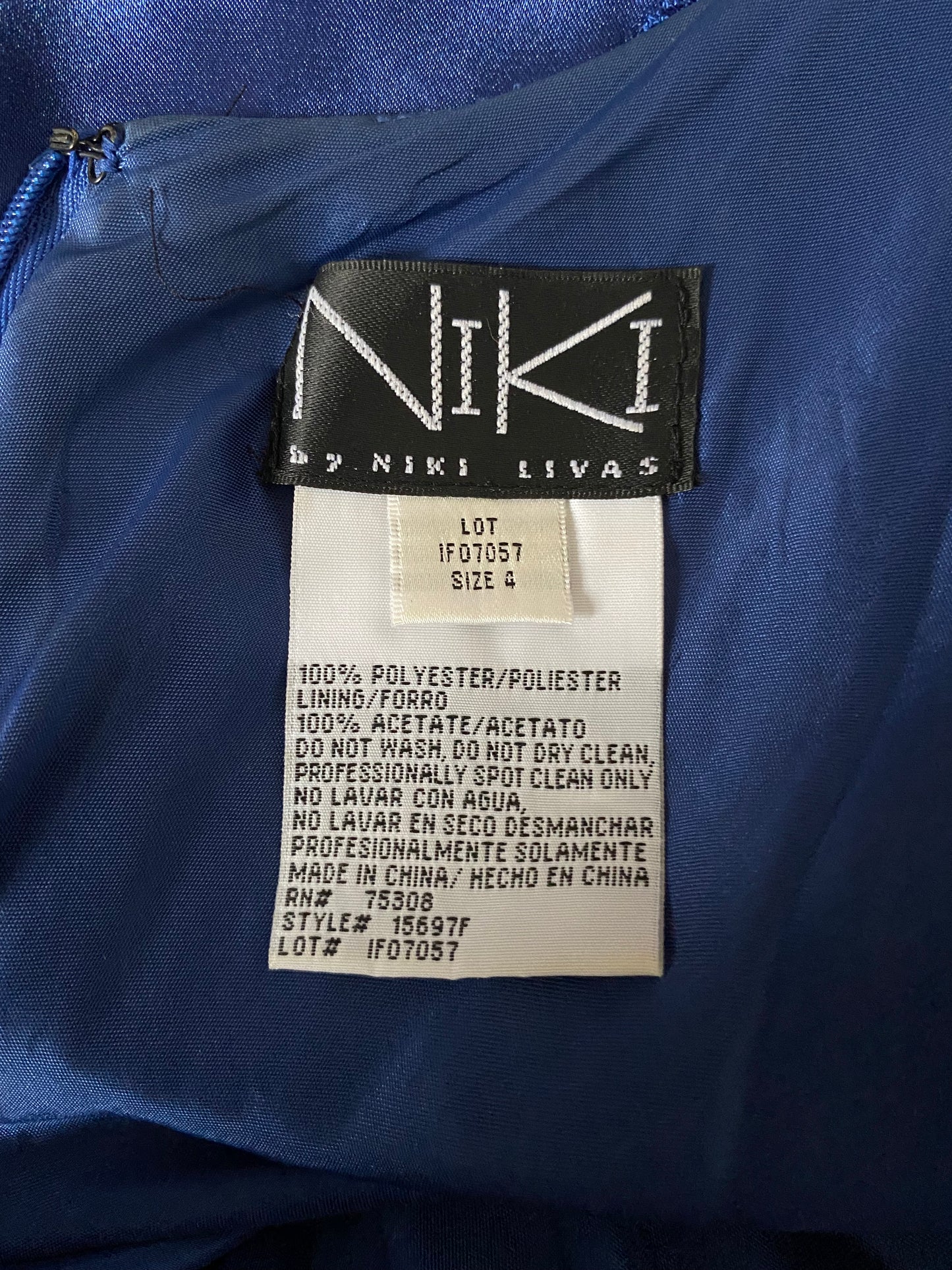 Blue satin lace evening dress UK 8