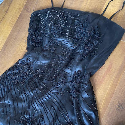 Black beaded a-line prom dress & shawl uk 16