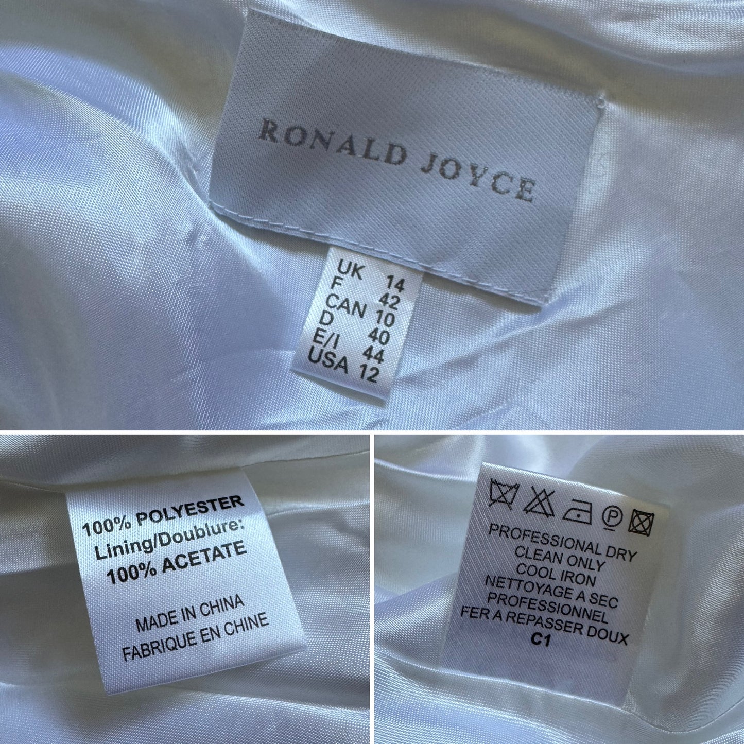 White Ronald Joyce beaded wedding dress UK 14