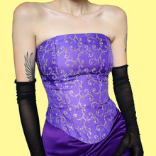 Load image into Gallery viewer, Purple 2 piece corset &amp; skirt set UK 12
