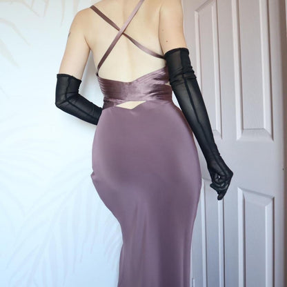 Dusky purple cut out evening dress UK 10