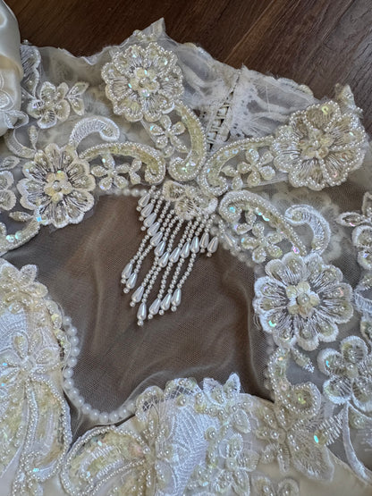 Vintage ivory satin 80s wedding dress uk 8