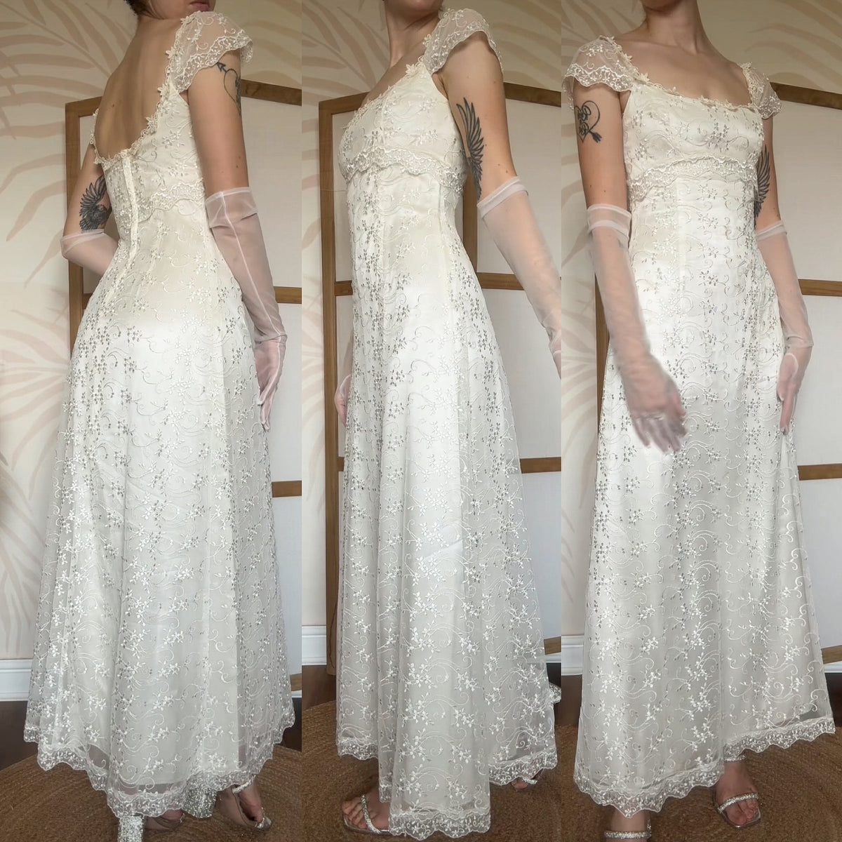 Jessica McClintock ivory lace wedding or evening dress uk 8-10