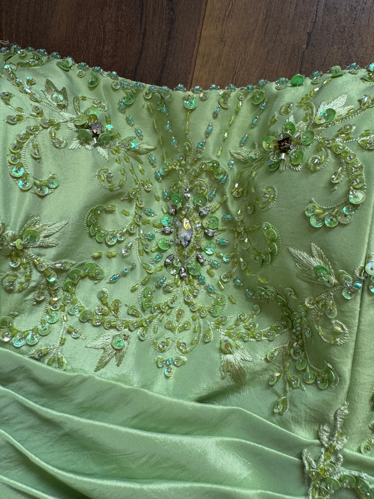 Green strapless a-line prom dress uk 10