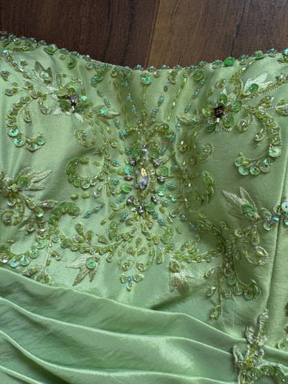 Green strapless a-line prom dress uk 10